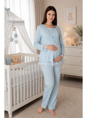 Effortt 3045M Mavi Lohusa Pijama Takımı